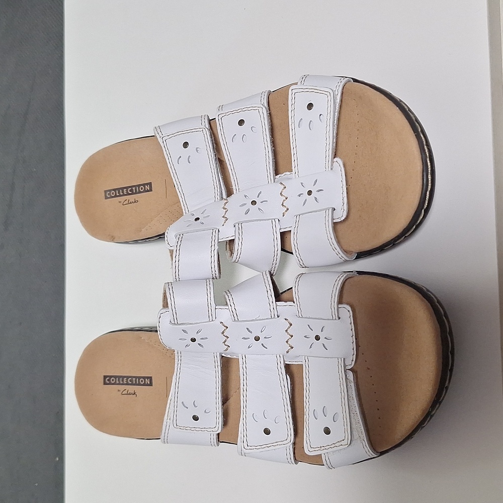 Clarks White Leather Sandals Leisa Spring